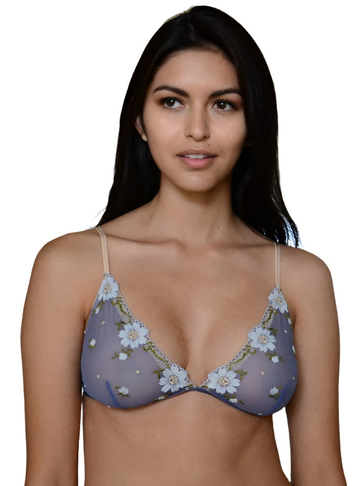 Floral Embroidered Mesh Lingerie Bralette