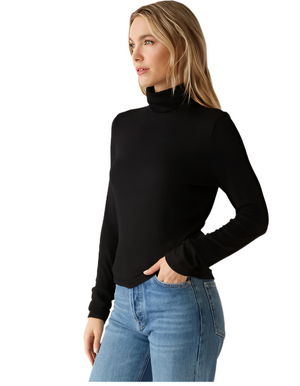 Tara Crop Turtleneck - Black