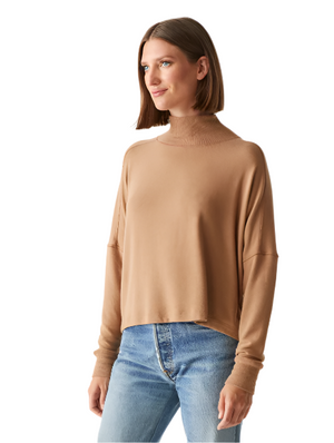 Frida Mock Neck Top - Camel