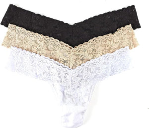 Hanky Panky, Signautre Lace Original Rise Thong Three Pack One Size (4-14)