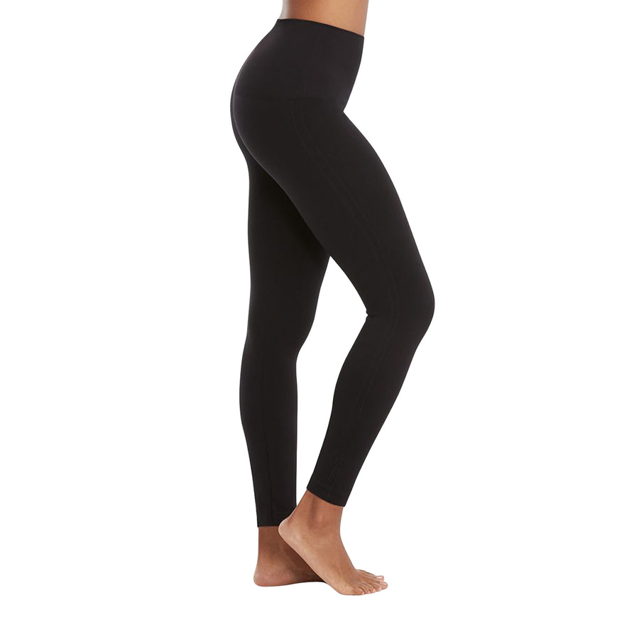 AEKO Women's Thick Yoga Soft Cotton Blend High Waist Workout Leggings with  Tummy Control Compression (L/XL USA 6-10, Black-LT Gray) at  Women's  Clothing store